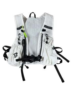 BECOJADDE White Running Vest Small Mens Nylon 5 Pockets Buckle Multifunction